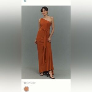 MAC DUGGAL ONE-SHOULDER BELTED JERSEY TRUMPET MAXI DRESS
Color:  COPPER